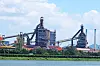 This undated file photo shows Posco Holdings' No. 1 blast furnace, right, and No. 2 blast furnace at its integrated steel mill in Pohang. [POSCO]