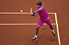 Kwon Soon-woo in action against Carlos Alcaraz Garfia of Spain during their match at the Barcelona Open in Barcelona, Spain on Wednesday. [EPA/YONHAP]