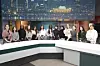 Students who are part of the fourth batch of the Korea JoongAng Daily University Ambassadors Program take a group photo at JTBC's news studio in Mapo District, western Seoul, on Jan. 15. [PARK SANG-MOON]