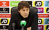 Tottenham Hotspur manager Antonio Conte speaks during a postgame interview after a 3-3 draw against Southampton in the Premier League on Saturday. [ONE FOOTBALL]