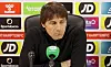 Tottenham Hotspur manager Antonio Conte speaks during a postgame interview after a 3-3 draw against Southampton in the Premier League on Saturday. [ONE FOOTBALL]