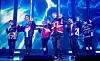 Boy band P1Harmony performs during a showcase for its second EP “Disharmony: Break Out” on Tuesday at the Blue Square Mastercard Hall in Hannam-dong, central Seoul. The lead track “Scared,' which dropped the same day, is about living with hope and courage. [FNC ENTERTAINMENT]