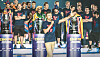 Luis Enrique celebrates winning the treble with the FC Barcelona squad in the 2014-15 season. [ONE FOOTBALL]