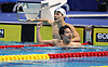 Hwang Sun-woo, front, celebrates with Lee Ho-joon after finishing the men’s 200-meter freestyle final at the Hangzhou Asian Games held at Hangzhou Olympic Sports Centre Aquatic Sports Arena in Hangzhou, China on Wednesday. [YONHAP]