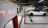 A charging area for Tesla electric vehicles in Gangnam, southern Seoul, on Tuesday. [NEWS1]