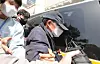 The drunk driver that killed a 9 year-old being escorted by the police on Monday in Daejeon to a district court where his arrest warrant will be reviewed by a judge. [YONHAP]