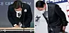 Ruling Democratic Party presidential candidate Lee Jae-myung and his rival Yoon Suk-yeol of the People Power Party apologize for suspicions over a son’s illegal gambling and a wife’s wrong accreditations, respectively, last week. [JOINT PRESS CORPS]