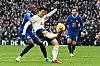 Tottenham Hotspur's Son Heung-min clears the ball during a Premier League match against Chelsea at Tottenham Hotspur Stadium in London on Sunday. [AFP/YONHAP]