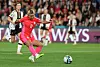 Korea's Cho So-hyun scores a goal during a 2023 FIFA Women's World Cup group stage game against Germany at Suncorp Stadium in Brisbane, Australia on Thursday. [YONHAP]