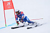 Jung Dong-hyun competes in the first run of the men's giant slalom alpine skiing event at the Milan-Cortina 2026 Winter Olympic Games at the Stelvia Ski Centre on Feb. 14. [AFP/YONHAP]