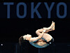 Woo Ha-ram launches himself for a dive at Tokyo Aquatics Centre. [YONHAP]