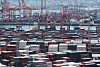 Containers stacked up at a port in Busan on Aug. 1. [NEWS1]