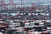 Containers stacked up at a port in Busan on Aug. 1. [NEWS1]
