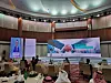Minister of Land, Infrastructure and Transport Won Hee-ryong gives a speech in Saudi Arabia on Nov. 6 during his visit to the country to make a sales pitch for Korean companies seeking to participate in the $500 billion NEOM city development. [YONHAP]