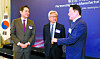 Samsung Electronics Executive Chairman Lee Jae-yong, left, SK Group Chairman Chey Tae-won, right, and Nvidia CEO Jensen Huang at the Korea-U.S. business roundtable held in Washington, D.C. on Aug. 25, 2025. [PRESIDENTIAL OFFICE]