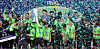 The Jeonbuk Hyundai Motors lift the FA Cup after defeating Ulsan Hyundai FC 2-1 to win the FA Cup final on Sunday in Jeonju, North Jeolla. [YONHAP]