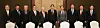 Business leaders and foreign envoys pose for a photo after a meeting with Japanese Prime Minister Fumio Kishida, sixth from left, at the Lotte Hotel in central Seoul on Monday. From left: Japanese Ambassador to Korea Koichi Aiboshi; Japan’s Deputy Chief Cabinet Secretary Seiji Kihara; the Federation of Middle Market Enterprises of Korea Chairman Choi Jin-shik; the Korea International Trade Association Chairman Koo Ja-yeol; the Korea Enterprises Federation Chairman Sohn Kyung-shik; Japanese Prime Minister Fumio Kishida; the Federation of Korean Industries Chairman Kim Byong-joon; the Korea Chamber of Commerce and Industry Chairman Chey Tae-won; the Korea Federation of SMEs Chairman Kim Ki-moon; the Korea-Japan Economic Association Chairman Kim Yoon [THE FEDERATION OF KOREAN INDUSTRIES]
