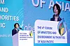 Korean Environment Minister Han Jeoung-ae speaks on climate action at the Fourth Forum of Ministers and Environment Authorities of Asia Pacific held in Suwon, Gyeonggi, Thursday. [ENVIRONMENT MINISTRY]