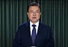 President Moon Jae-in addresses overcoming climate crisis at the Forum of Ministers and Environment Authorities of Asia Pacific Thursday. [SCREEN CAPTURE]