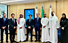 Lunit CEO Suh Beom-seok, fourth from left, poses for the photo with officials from Saudi Arabia as he visits Riyadh, Saudi Arabia, on Wednesday. [LUNIT]