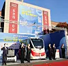 Participants in Korea Post's demonstration event on Wednesday are photographed at Korea University's Sejong Campus, where the event took place. The event showcased new high-tech postal service devices, such as an autonomous post office and an assistant delivery robot. [NEWS 1]