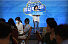 Kim Eun-kyung, the head of the Democratic Party's special innovation committee, makes a speech in meeting with young people in Seoul on Sunday. Her comment that was made at the roundtable had been accused as belittling older people. [YONHAP]