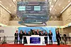 Korea Exchange Chairman Sohn Byung-doo, fifth from left, and SK Bioscience CEO Ahn Jae-yong, sixth from left, celebrate the listing of SK Bioscience as a Kospi constituent stock on Thursday at the Korea Exchange building in Yeouido, western Seoul. [YONHAP]