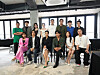 'Artainers,' or entertainers who double as artists, pose for photos during a press conference for their exhibition ″bbuck on & off″ held on July 3 in Itaewon, central Seoul. [ARTVERSE]