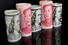 Banknotes of Chinese yuan and U.S. dollar are seen in this illustration. [REUTERS/YONHAP]