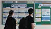 Gacheon University students review job postings at the university's main campus in Seongnam, Gyeonggi., on April 22. [NEWS1]