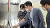 Samsung Electronics Vice Chairman Lee Jae-yong looks around the Samsung Electro-Mechanics production line in Busan on Thursday. [SAMSUNG ELECTRONICS]
