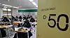 High school seniors in Goejeong High School in Daejeon study in a classroom on Wednesday next to a sign saying there are 50 days left until the College Scholastic Ability Test (CSAT). [NEWS1]