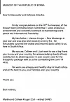 An email from veteran Vernon Kruger's family to the Korean Embassy in South Africa. [EMBASSY OF KOREA IN SOUTH AFRICA]