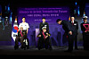 President Yoon Suk Yeol bows to Navy Capt. Elmer Royce Williams, center, and retired Army Col. Ralph Puckett, left, before awarding the Taegeuk Order of Military Merit, the highest military order, during a luncheon celebrating the 70th anniversary of the Korea-U.S. alliance at a hotel in Washington on Tuesday. The late Baldomero Lopez, a first lieutenant who served in the Marine Corps, was also awarded the Taegeuk Order of Military Merit posthumously. His nephew received the order on behalf of the late Lopez. [YONHAP]