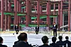 SK hynix co-CEO Park Jung-ho, right, speaks during an event designed to promote the importance of chip production in Korea at Samsung Electronics' chip complex in Pyeongtaek, Gyeonggi, on May 13, 2021. [JOINT PRESS CORPS]