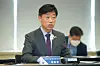 First Vice Minister Oh Tae-Seog of the Ministry of Science and ICT speaks during a space development promotion working committee meeting in Jongno District, central Seoul, Friday. [MINISTRY OF SCIENCE AND ICT]