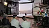 A demonstration of extended reality (XR) technology takes place at the opening ceremony of Namsan XR Studio in Jung District, central Seoul, on Monday evening. A screen on the upper right shows the original picture while the one below shows graphics added to the empty space. [NEWS1]