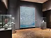 Kim Whanki's abstract painting from his New York period is juxtaposed with celadon pieces from Goryeo period. [MOON SO-YOUNG]