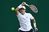 Kwon Soon-woo returns to Alex de Minaur during their men's singles semifinal match on day five of the Eastbourne International tournament in Eastbourne, England on Friday. [AFP/YONHAP]
