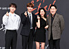 From left, actors Bae In-Hyuk, Hwang In-Yeop, Seo Hyun-Jin and Heo Jun-Ho, pose for a photo during an online press conference for the new SBS drama series, 'Why Her' on Wednesday. [ILGAN SPORTS]