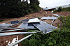 A solar power plant in Jecheon, North Chungcheong, is damaged following a landslide Saturday afternoon. [YONHAP]