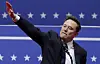 Tesla CEO Elon Musk gestures during a rally on the inauguration day of U.S. President Donald Trump's second Presidential term, inside Capital One, in Washington, Jan. 20. [REUTERS/YONHAP]