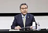 Foreign Minister Park Jin speaks to reporters at the Korean Cultural Center in Washington on Tuesday. [JOINT PRESS CORPS]