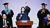 Singer Lee Hyo-ri makes a commencement speech during Kookmin University's graduation ceremony on Wednesday. [NEWS1]