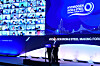 Posco CEO Choi Jeong-woo speaks at the Hydrogen Iron & Steel making (HyIS) Forum 2021 held at the Grand InterContinental Seoul Parnas in Gangnam, southern Seoul on Wednesday. The forum is held through Friday. [POSCO]