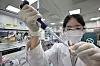 A researcher at SK bioscience's research center in Seongnam, Gyeonggi [NEWS1]