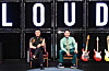 Producers Park Jin-young, left, and Psy pose for the camera at an online press event for the upcoming SBS survival audition program “LOUD” on Thursday. [SBS]