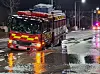 The front wheel of a fire truck is stuck in a sinkhole on a road in Daejeon on Dec. 20. The sinkhole was reported to be 80 centimeters (2 feet, 7 inches) deep. No one was hurt in the accident. [DAEJEON METROPOLITAN POLICE AGENCY]
