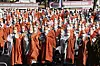 Buddhist monks hold a large-scale outdoor conference at Jogye Temple in Jongno District, central Seoul, on Friday to denounce the ruling party's policies and comments perceived as discriminatory. [YONHAP]