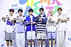 Boy band TWS poses for the camera during a press showcase for its second EP ″Summer Beat!″ held Monday at the Blue Square Mastercard Hall in central Seoul, ahead of its 6 p.m. release. [PLEDIS ENTERTAINMENT]